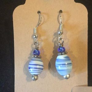 Blue & White Ceramic Bead Earrings